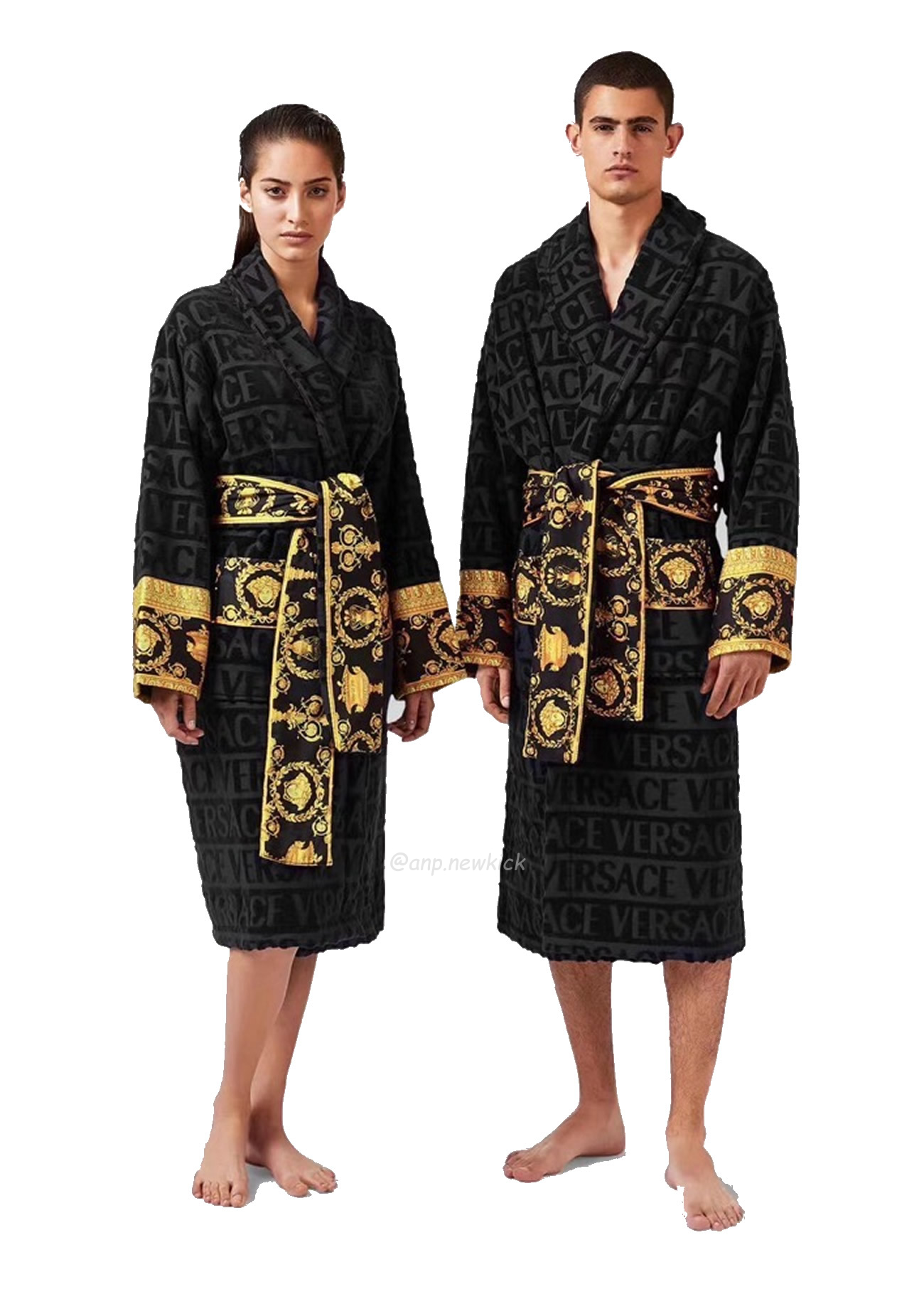 Versace Baroque Logo Jacquard Cotton Bathrobe (14) - newkick.cc